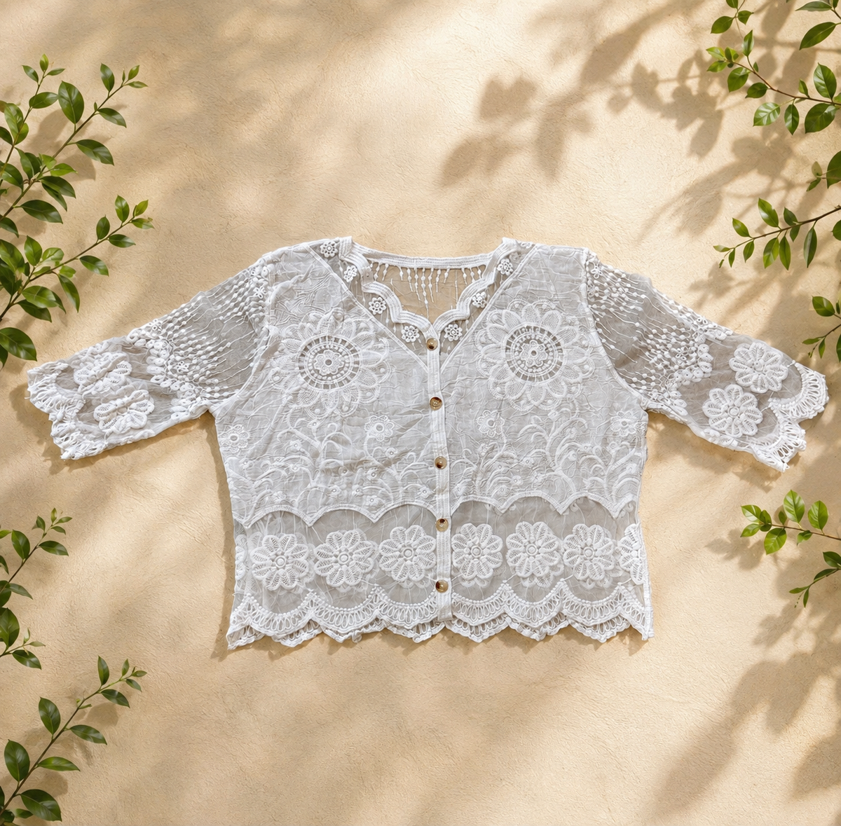 Lace Garden Crop Top White