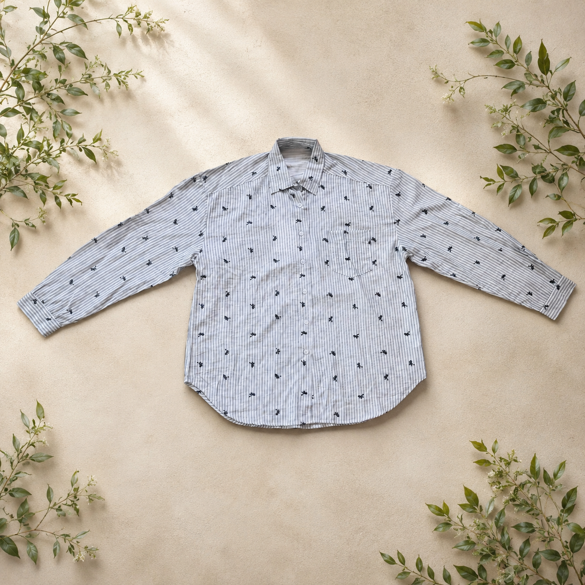 Loose-Fit Long-Sleeve Shirt Blue