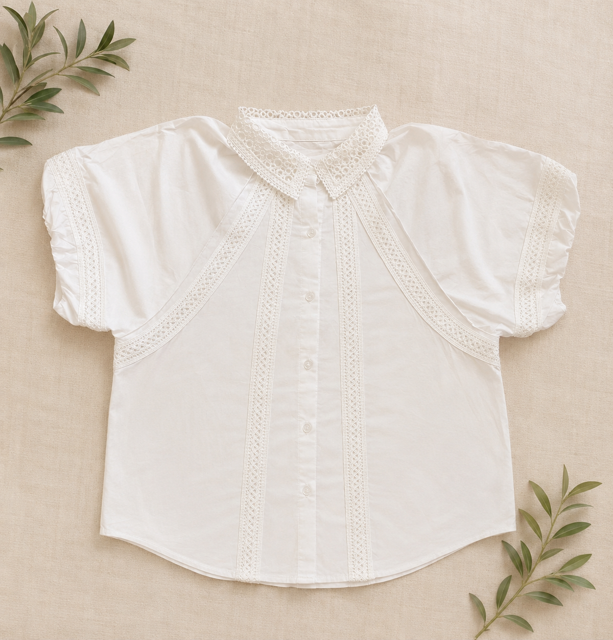 Lace Trim Blouse White