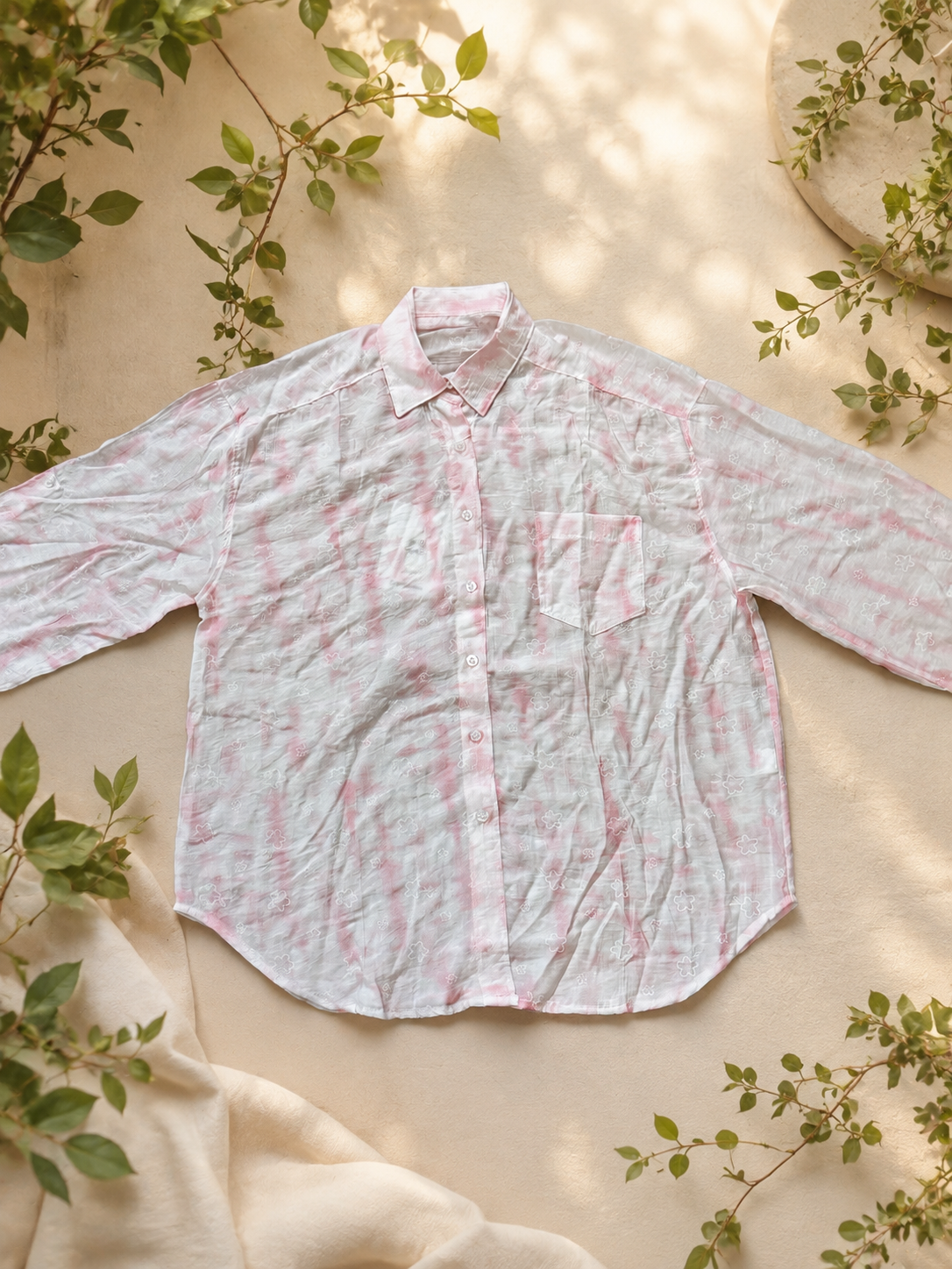 Oversized Button-Down Shirt Pink