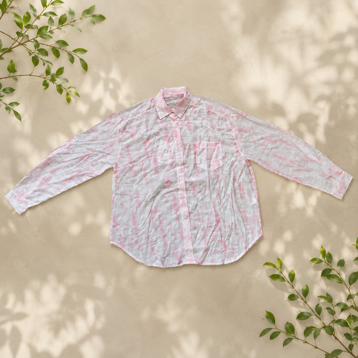 Oversized Button-Down Shirt Pink