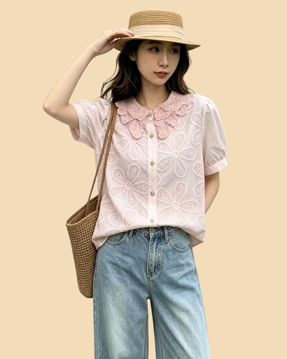 Lace Petal Doll Collar Shirt
