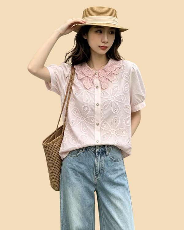 Lace Petal Doll Collar Shirt