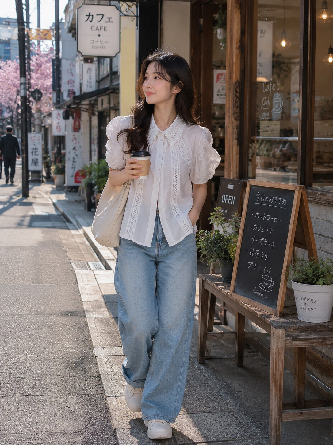 Lace Trim Blouse White