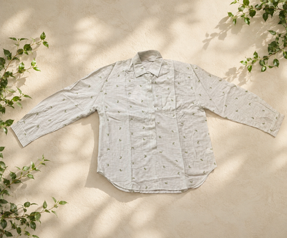Loose-Fit Long-Sleeve Shirt Green