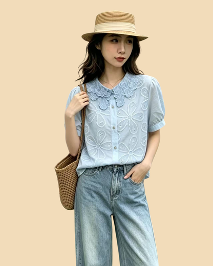 Lace Petal Doll Collar Shirt