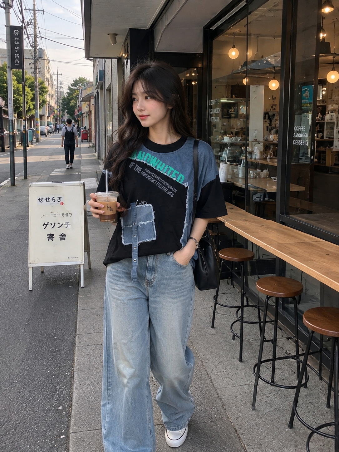 Denim Fusion Crop Tee