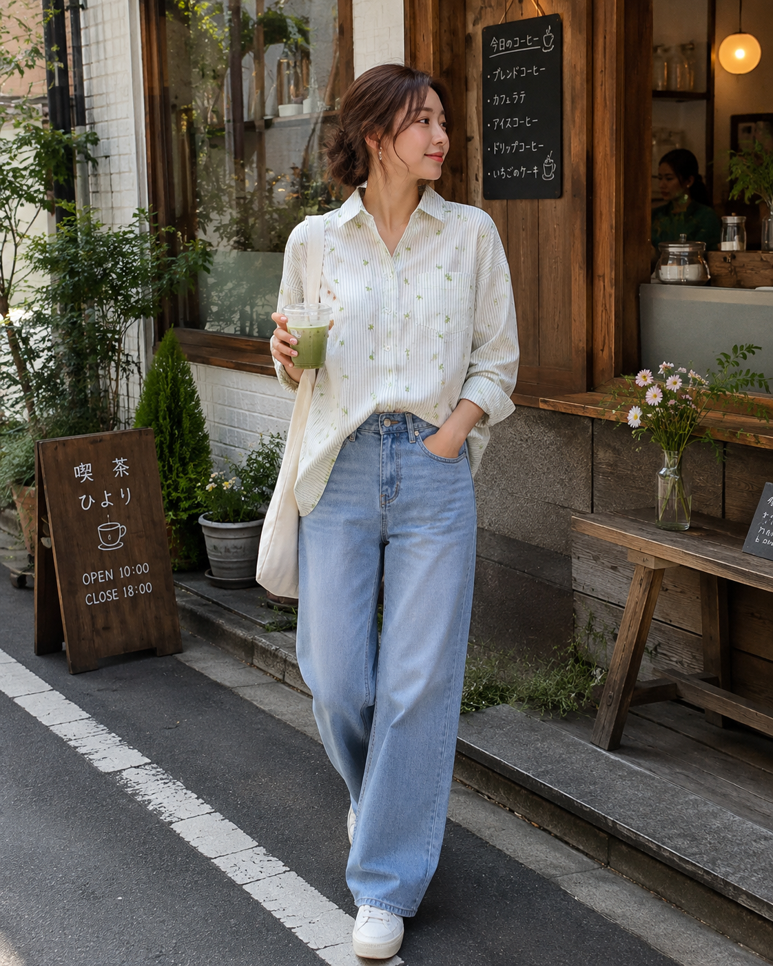 Loose-Fit Long-Sleeve Shirt Green