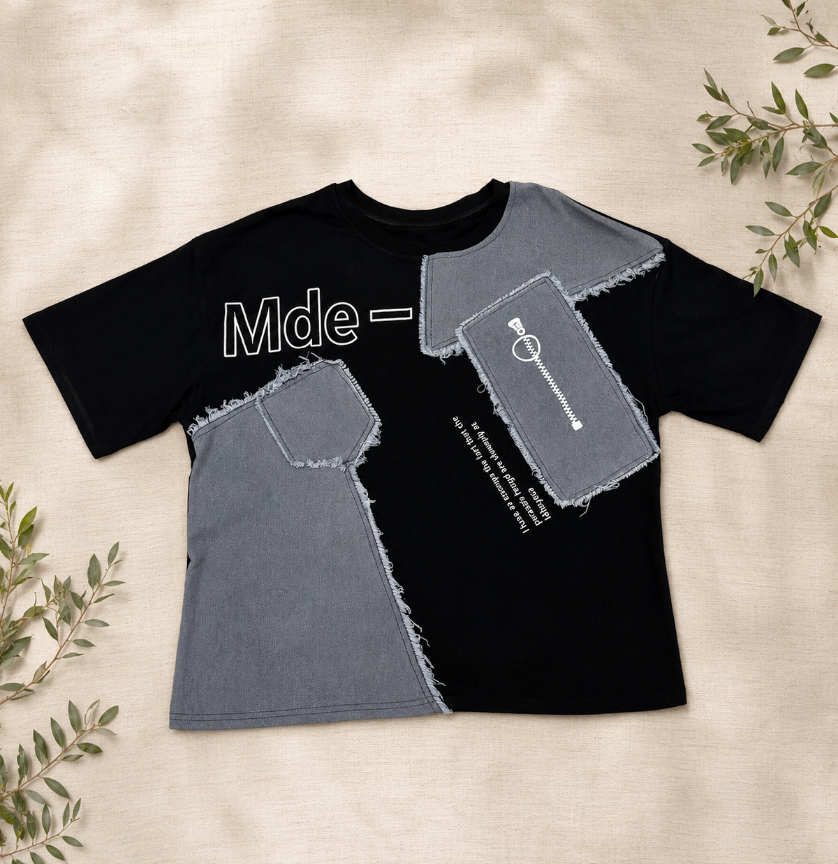 Denim Mosaic T-Shirt Black