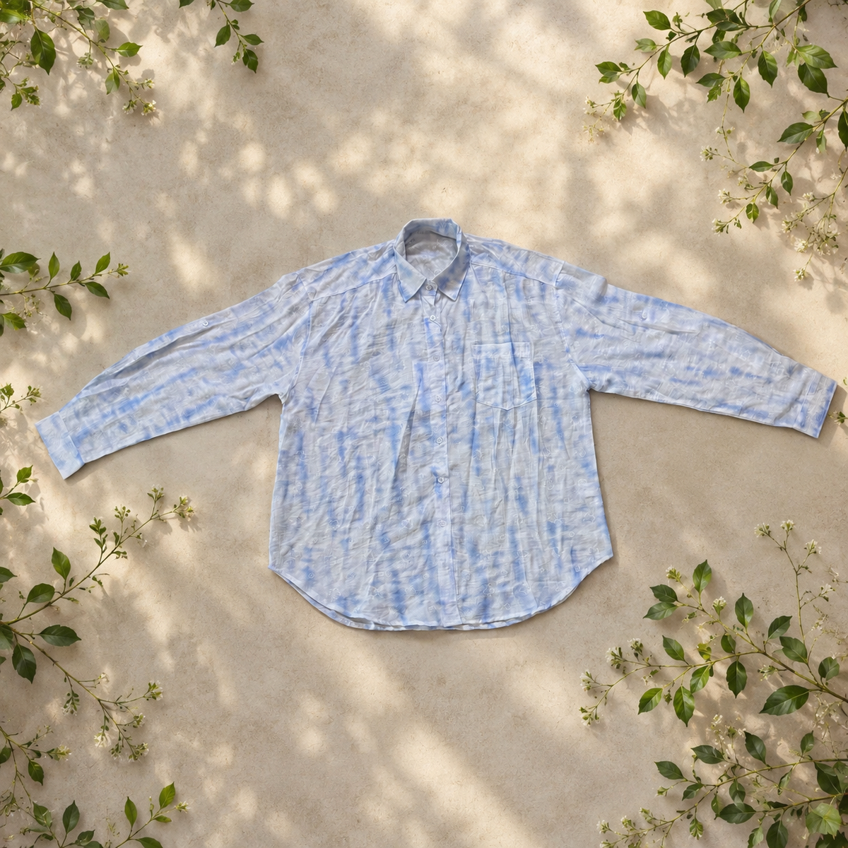Oversized Button-Down Shirt Light Blue