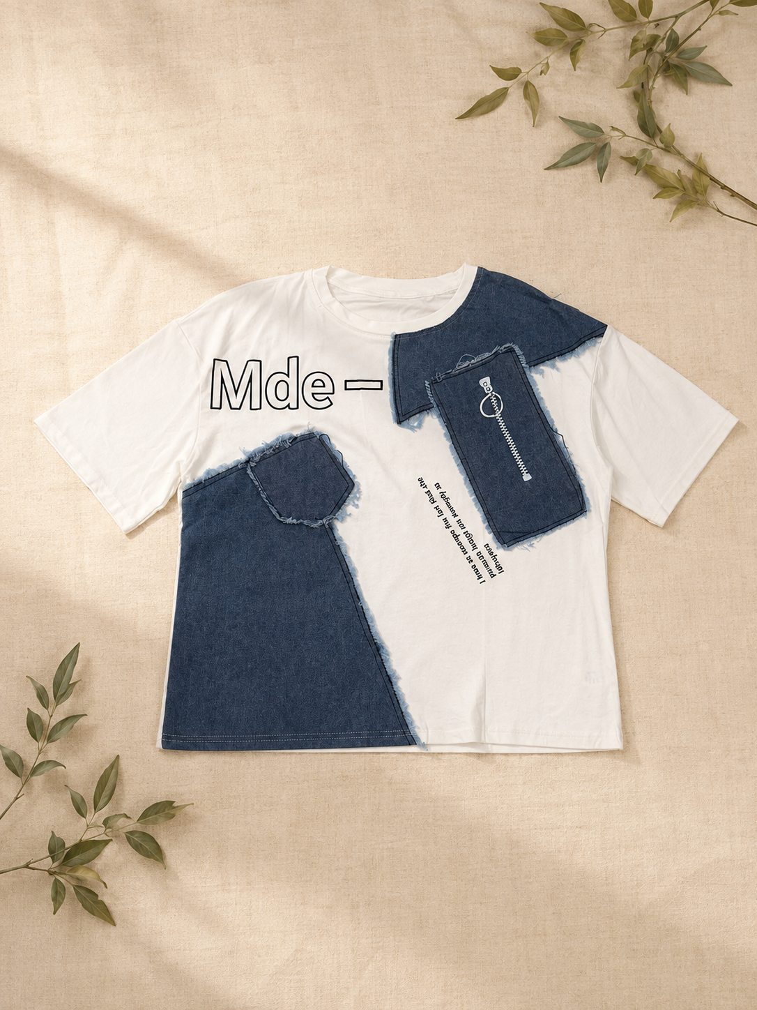 Denim Mosaic T-Shirt White