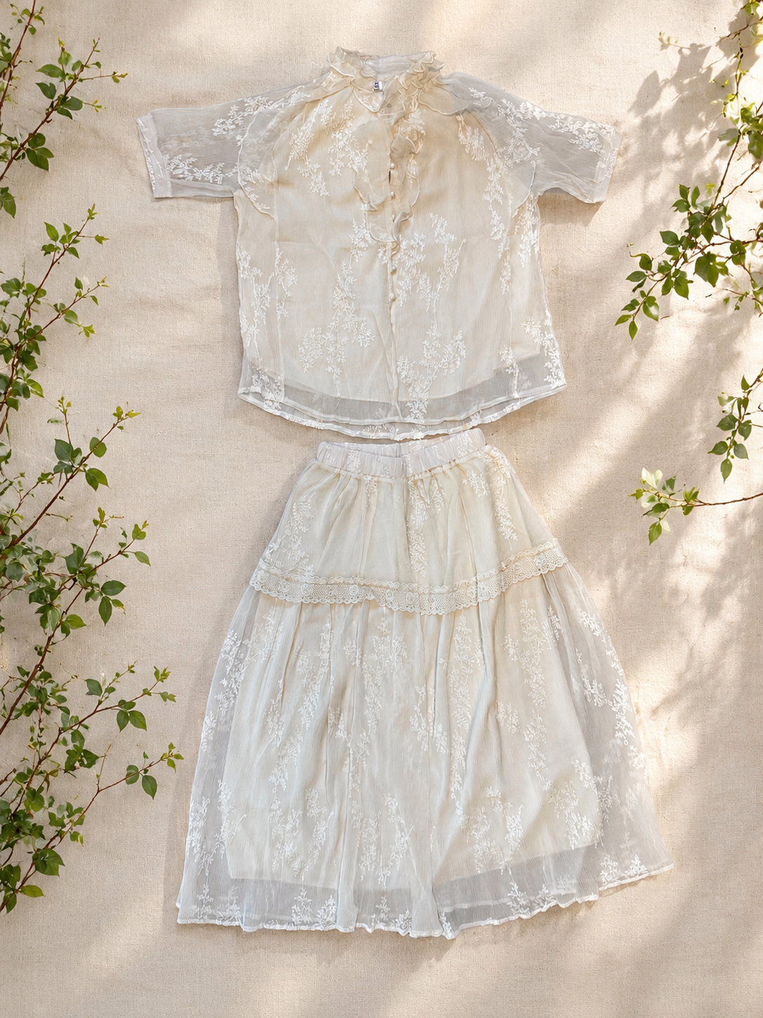 Ivory Blossom Lace Set