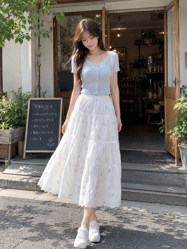 Cherry Blossom Dream Skirt Blue