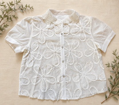 Embroidered Eyelet Blouse White