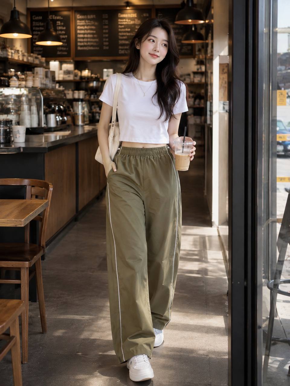 Wide-leg track pants