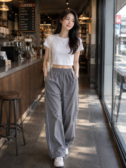 Wide-leg track pants