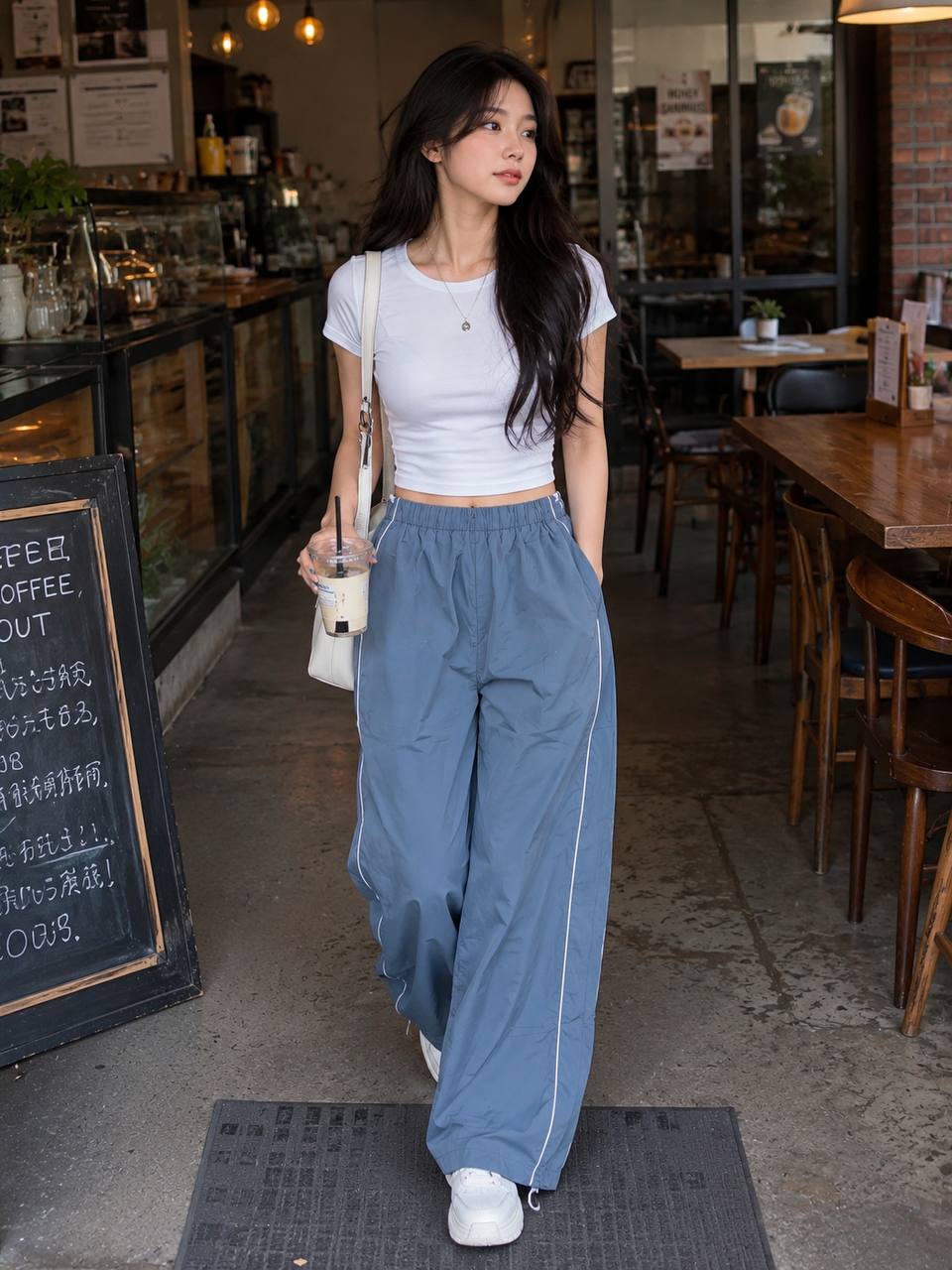 Wide-leg track pants