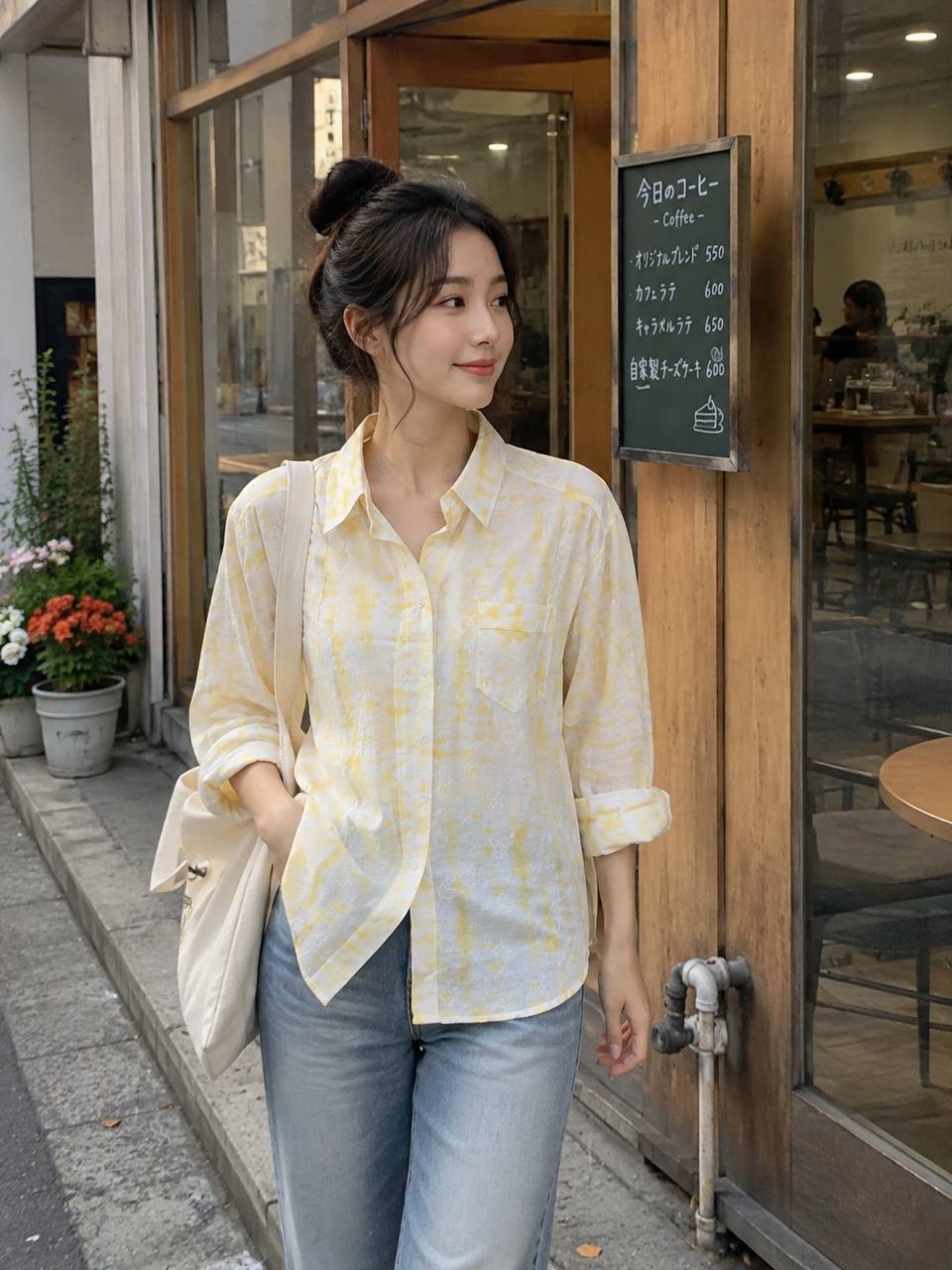 Oversized button-down shirt