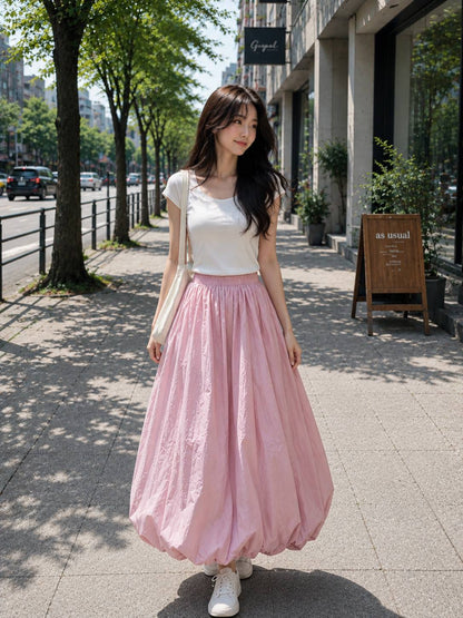 soft blush midi skirt
